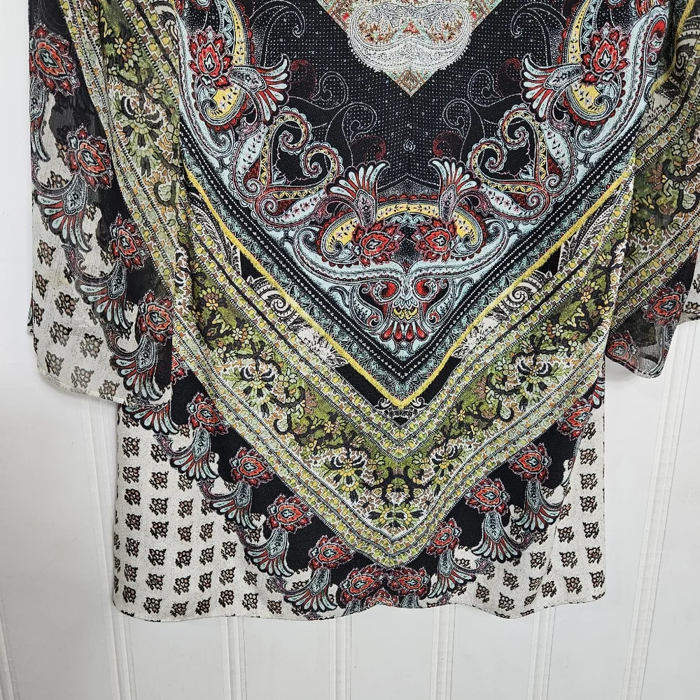 Alice + Olivia Dress Womens Size XS Beaded Paisley Multi Color Long Sleeve